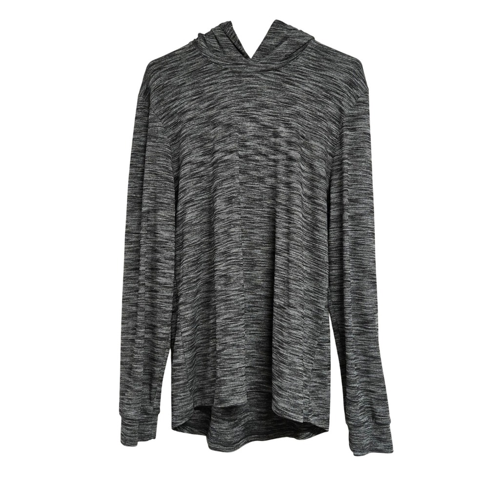 Lululemon Pulse Slub Pullover Hoodie Shirt Grey Black Space Dye Rulu Men's Sz L